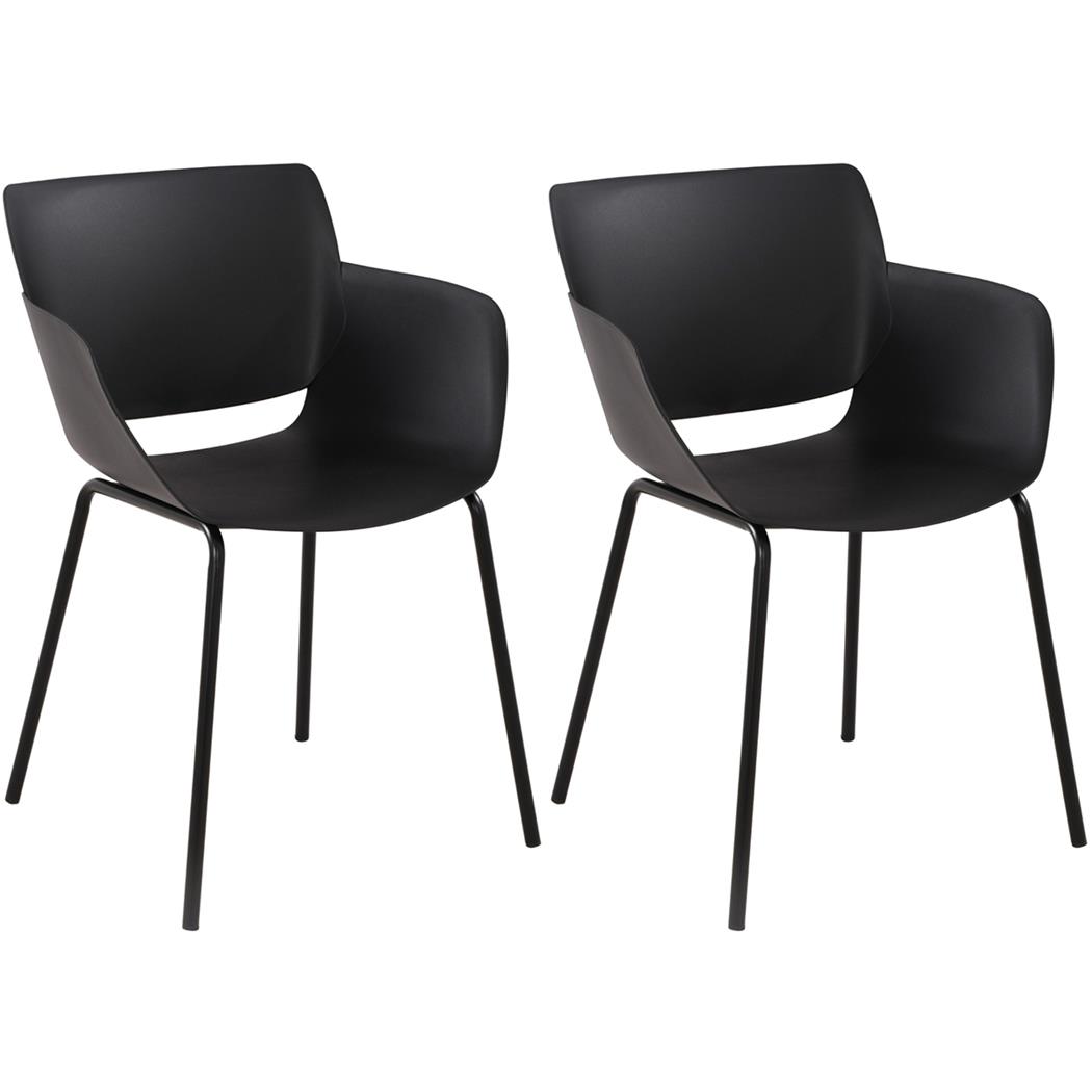 Im 2er Set: Besucherstuhl RIKO, modernes Design, bequem und elegant, Kunststoff, Schwarz