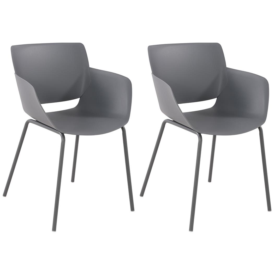 Im 2er Set: Besucherstuhl RIKO, modernes Design, bequem und elegant, Kunststoff, Grau