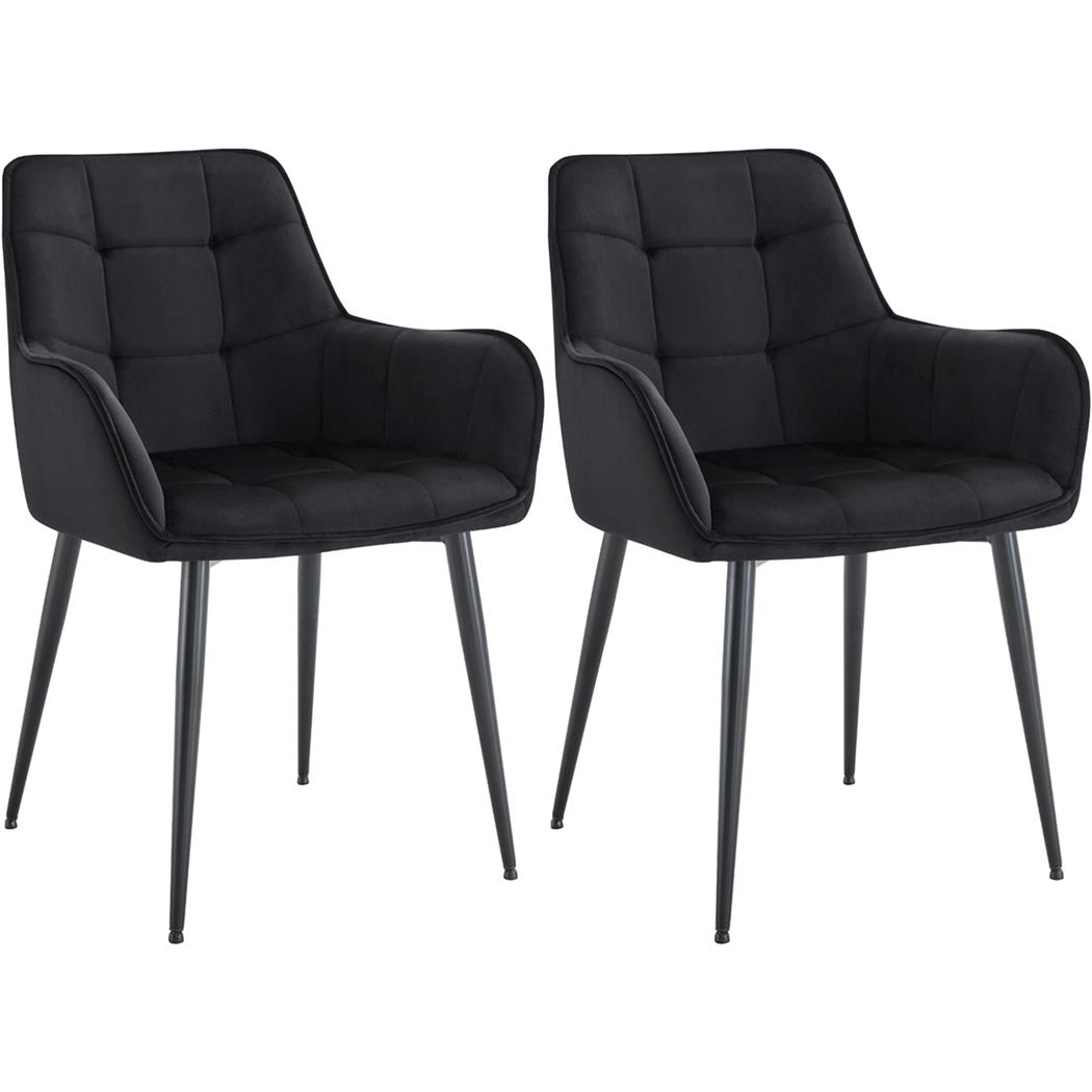 2er Set Besucherstuhl RUFUS, elegantes Design, bequem gepolstert, Samt, Farbe Schwarz
