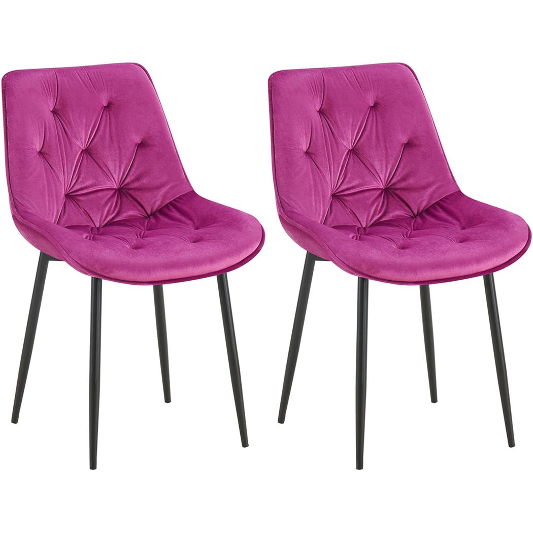 Im 2er Set: Besucherstuhl GRACE, schwarzes Metallgestell, elegantes Design in Samt, Farbe Lila