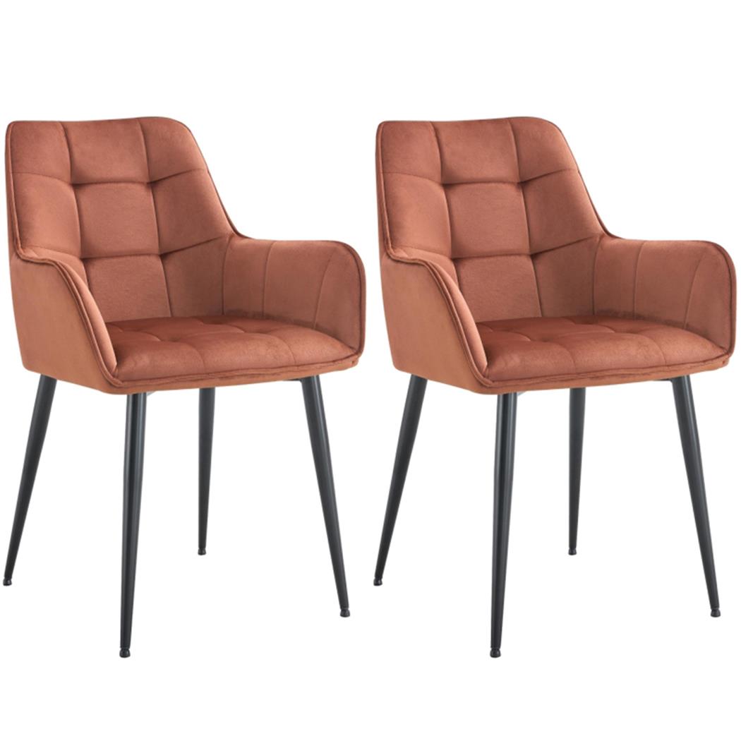 2er Set Besucherstuhl RUFUS, elegantes Design, bequem gepolstert, Samt, Farbe Braun 
