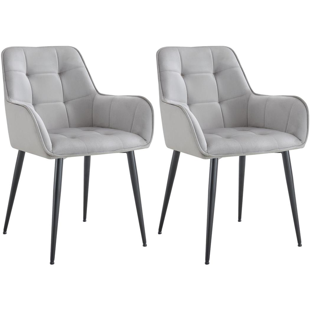 2er Set Besucherstuhl RUFUS, elegantes Design, bequem gepolstert, Samt, Farbe Grau 