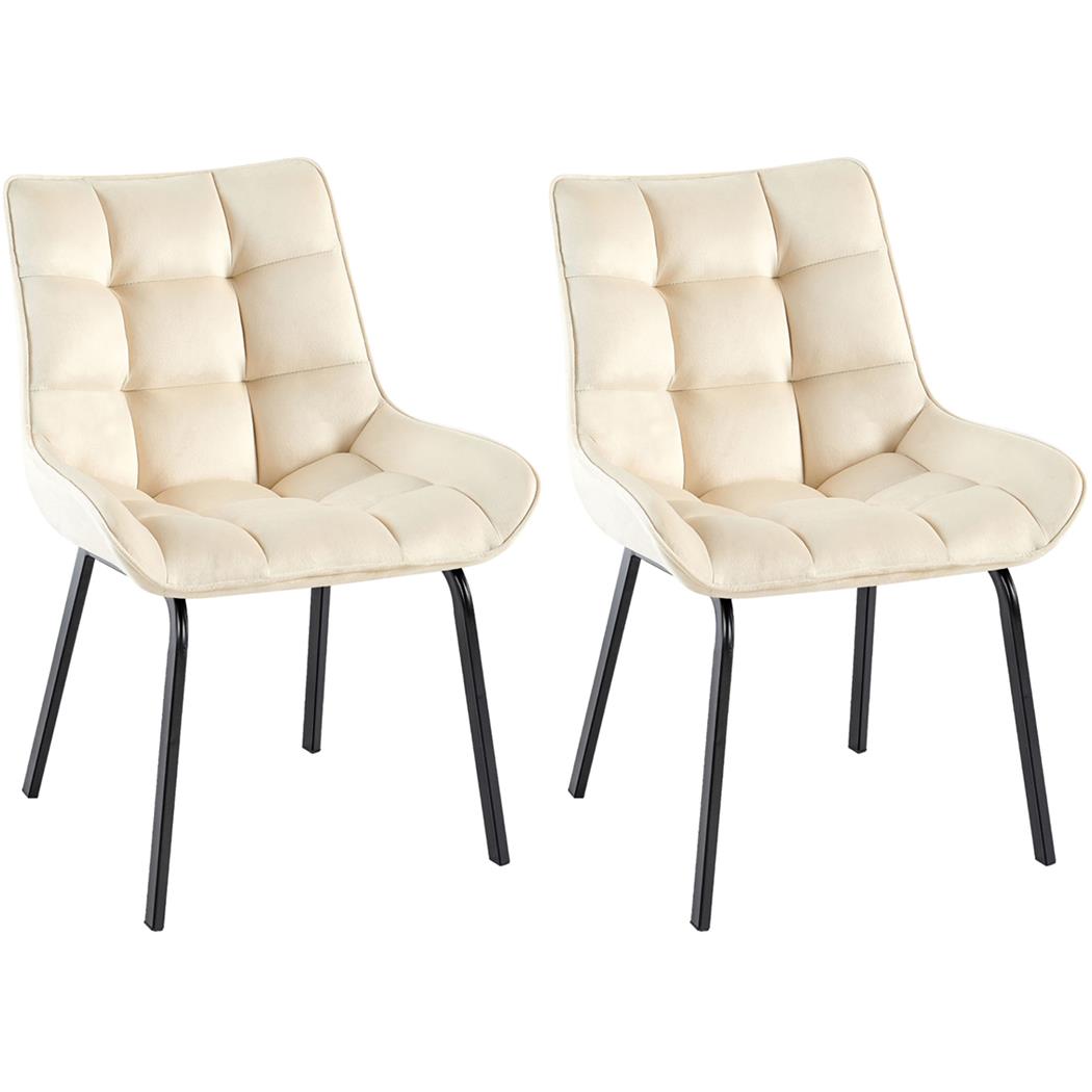 Im 2er Set: Besucherstuhl MAMBO, bequem gepolstert, schwarze Stuhlbeine, Samtbezug, Farbe Creme