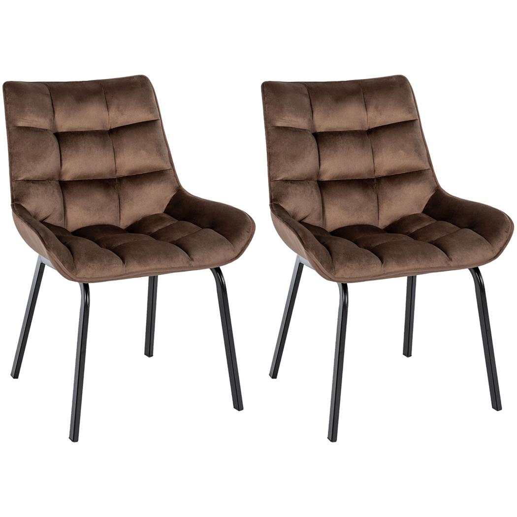Im 2er Set: Besucherstuhl MAMBO, bequem gepolstert, schwarze Stuhlbeine, Samtbezug, Farbe Braun