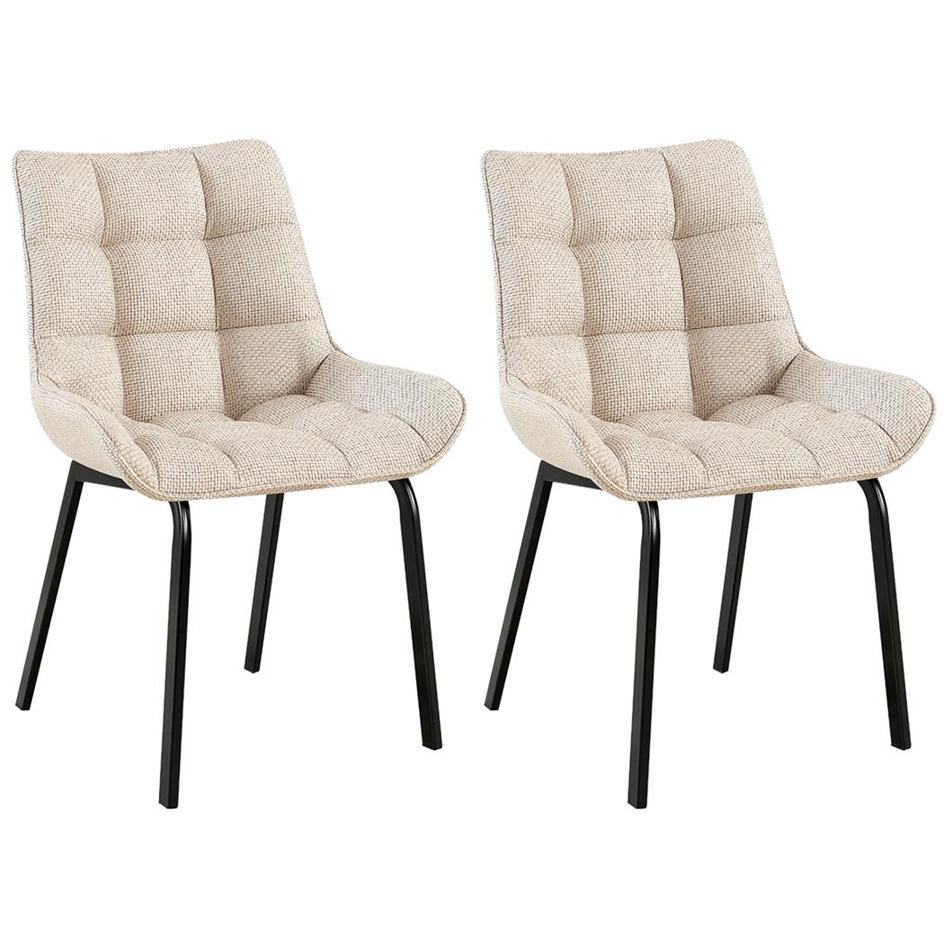 Im 2er Set: Besucherstuhl MAMBO, bequem gepolstert, schwarze Stuhlbeine, Stoffbezug, Farbe Creme
