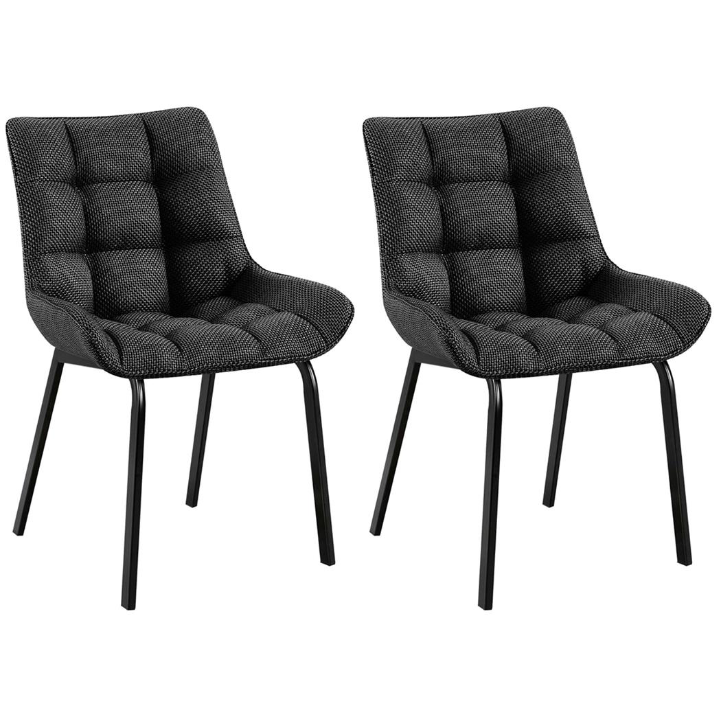 Im 2er Set: Besucherstuhl MAMBO, bequem gepolstert, schwarze Stuhlbeine, Stoffbezug, Farbe Dunkelgrau