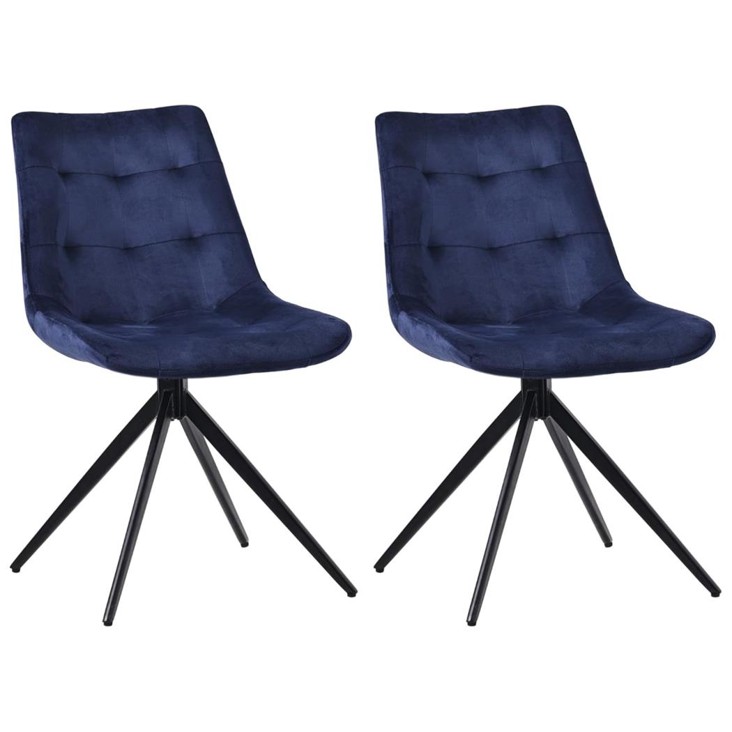 Im 2er Set: Besucherstuhl KEATON SAMT, angenehm gepolstert und drehbar, Samtbezug, Farbe Blau