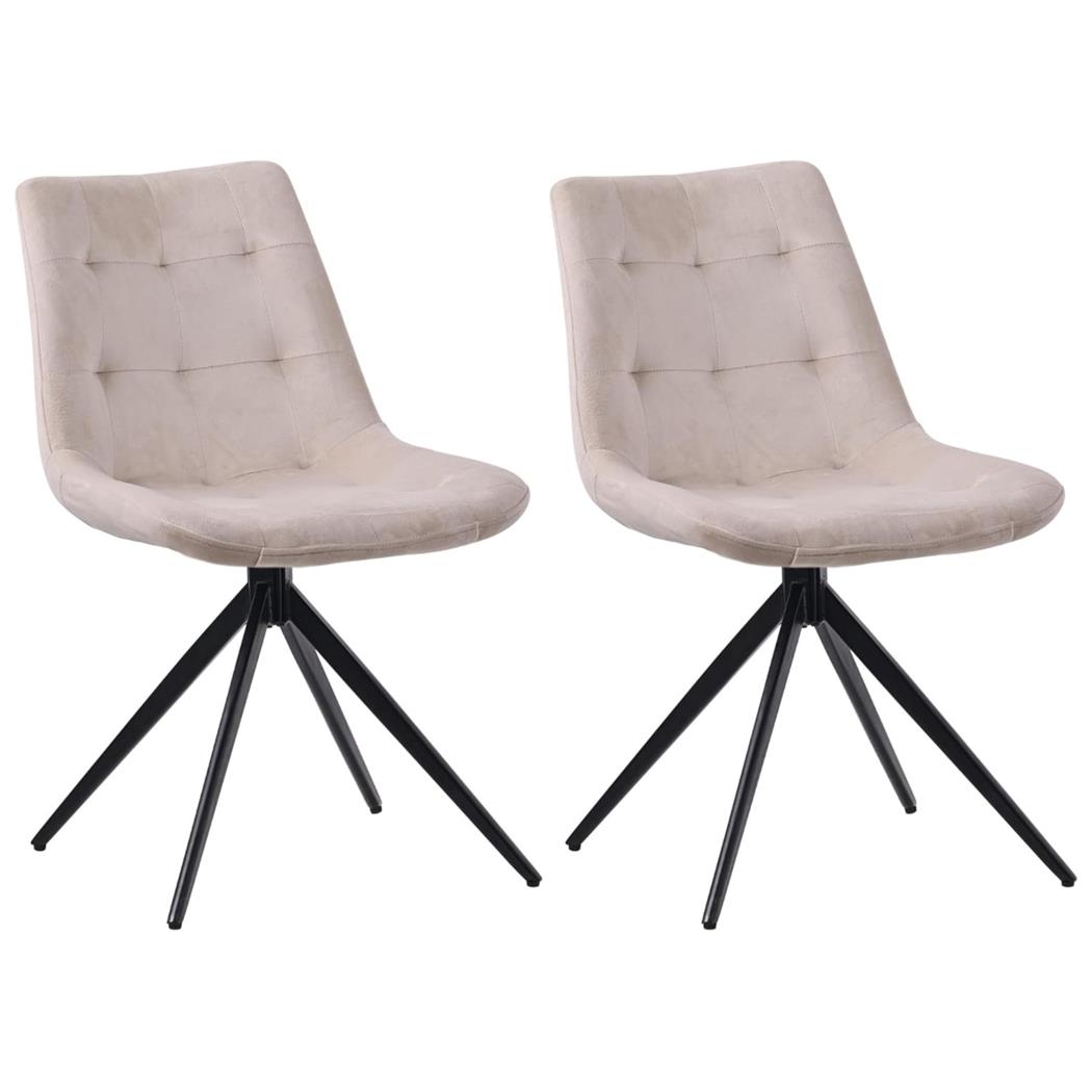 Im 2er Set: Besucherstuhl KEATON SAMT, angenehm gepolstert und drehbar, Samtbezug, Farbe Creme