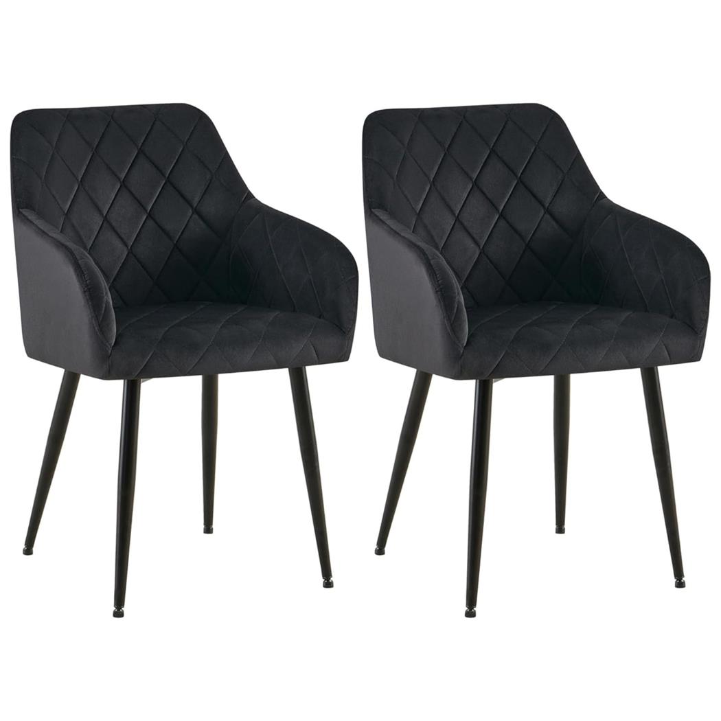 Im 2er Set: Besucherstuhl GLOVER, bequem gepolstert, Metallgestell in Mattschwarz, Samtbezug, Farbe Schwarz