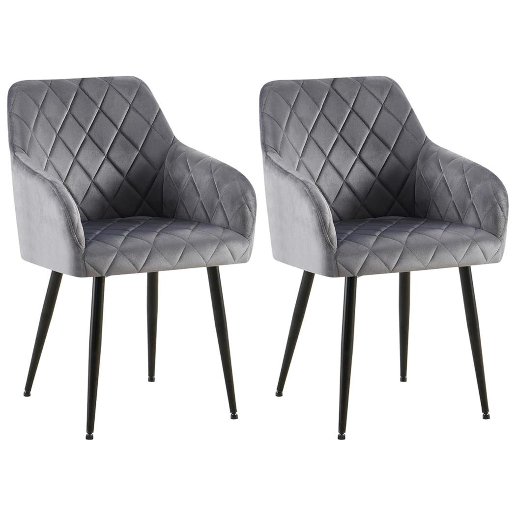 Im 2er Set: Besucherstuhl GLOVER, bequem gepolstert, Metallgestell in Mattschwarz, Samtbezug, Farbe Dunkelgrau