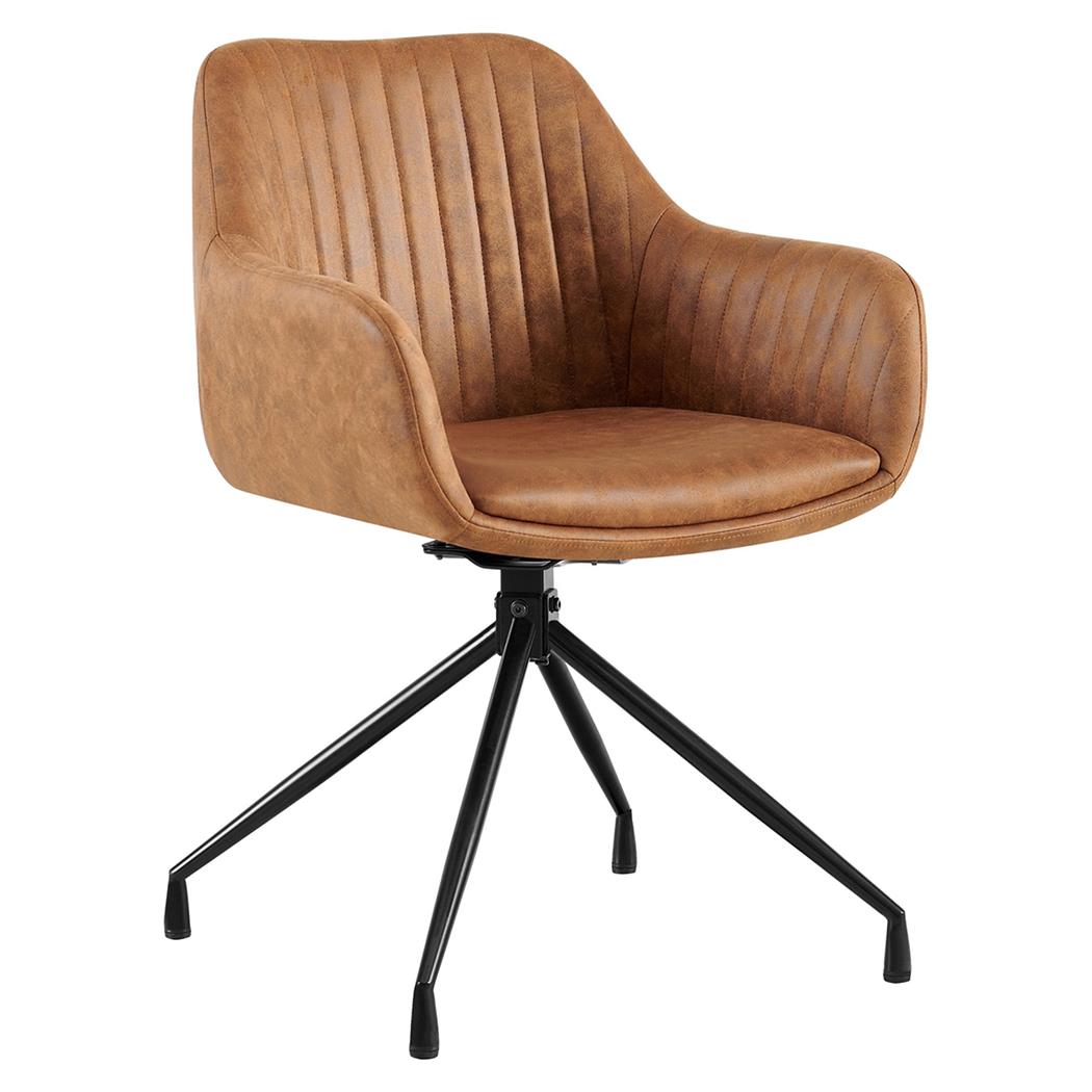 Besucherstuhl TANNER, Metallgestell, drehbar, Vintage-Kunstleder, Farbe Hellbraun