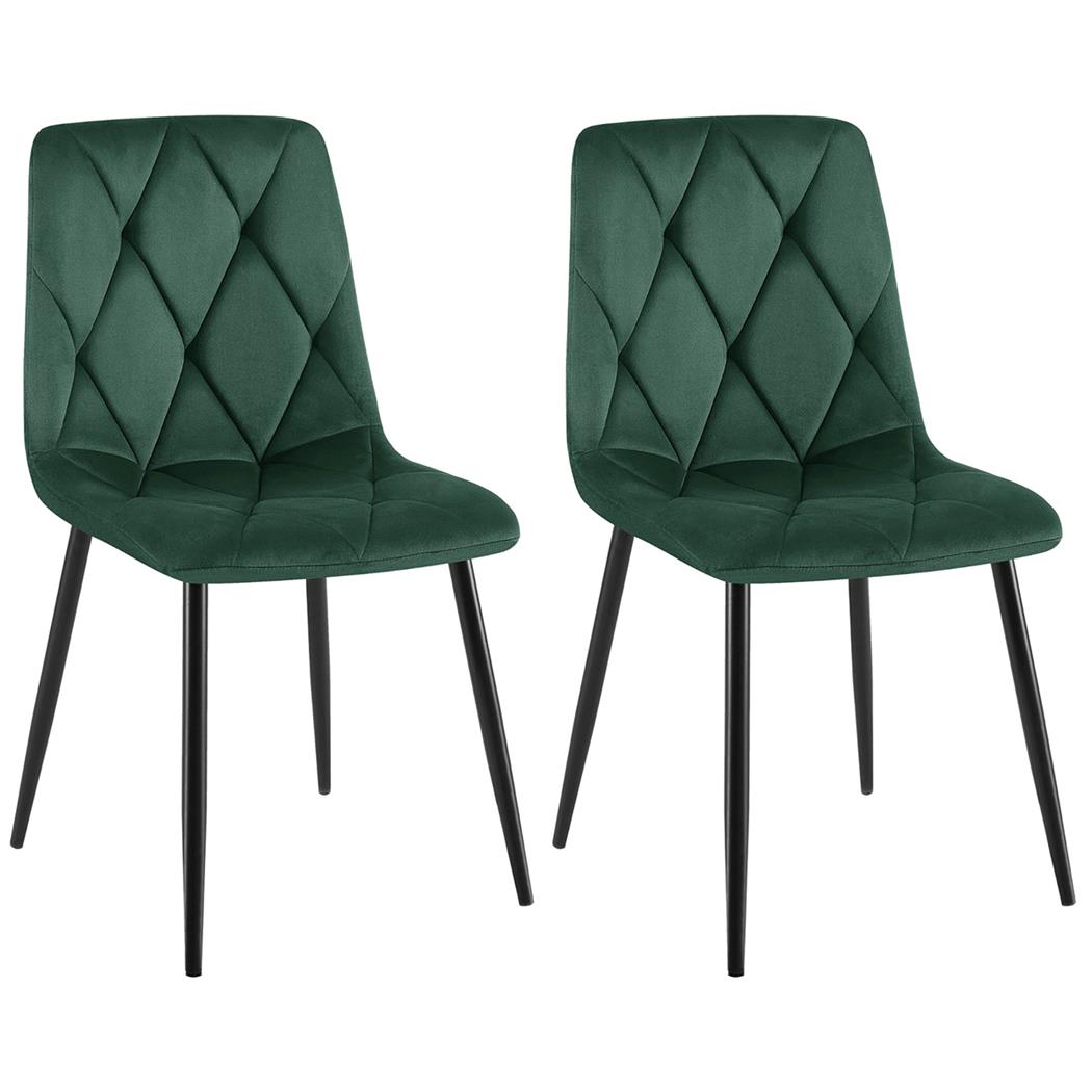 Im 2er Set: Besucherstuhl SYAN, modernes Design mit Steppnähten, Metallgestell, Samtbezug, Farbe Grün