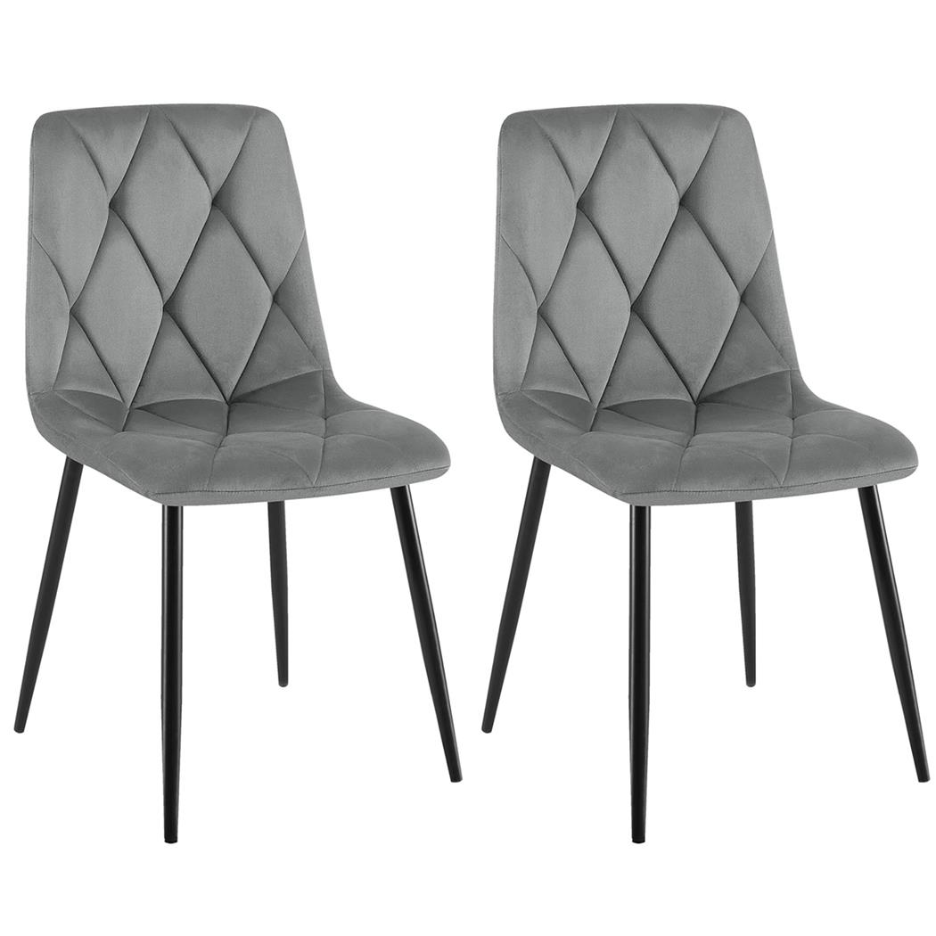 Im 2er Set: Besucherstuhl SYAN, modernes Design mit Steppnähten, Metallgestell, Samtbezug, Farbe Hellgrau