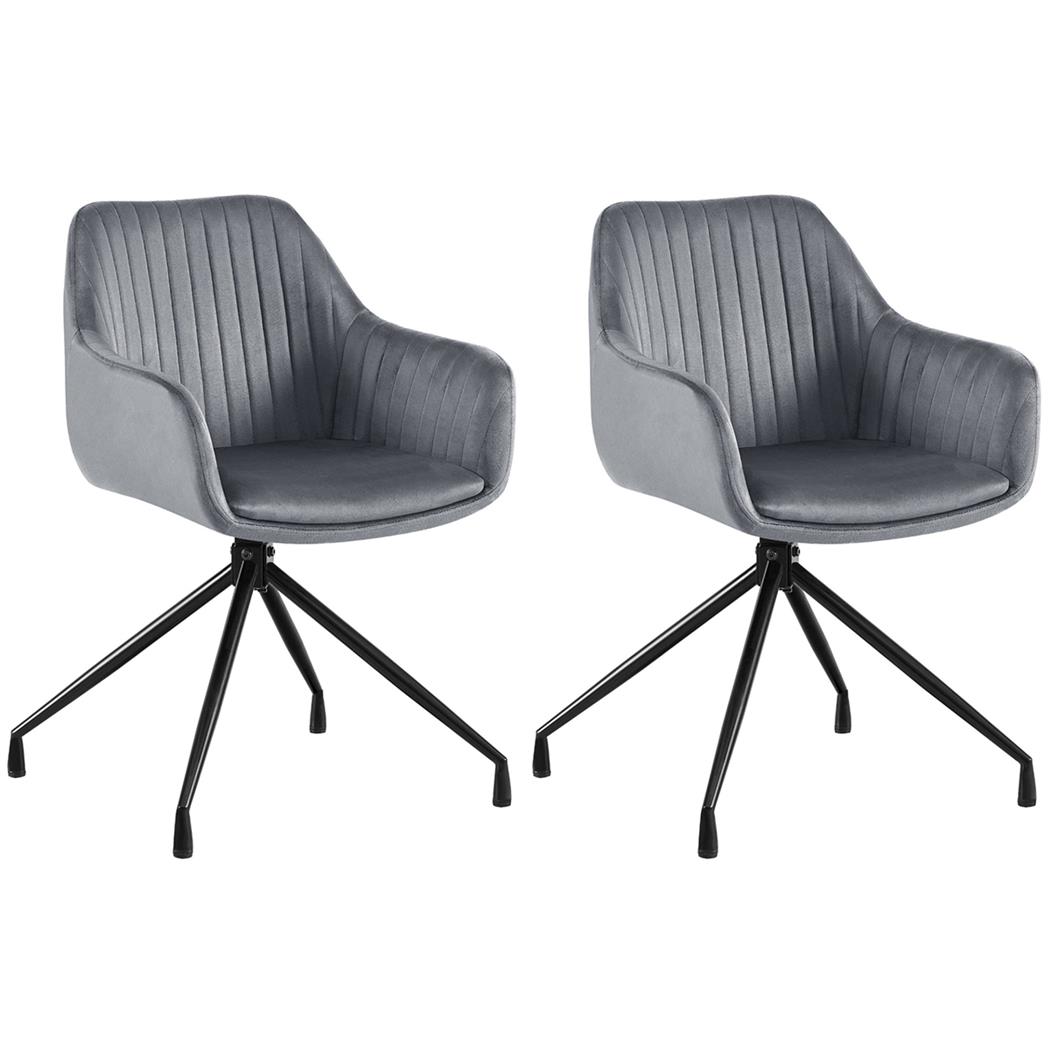 Im 2er Set: Besucherstuhl TANNER, Metallgestell, drehbar, Samtbezug, Farbe Grau
