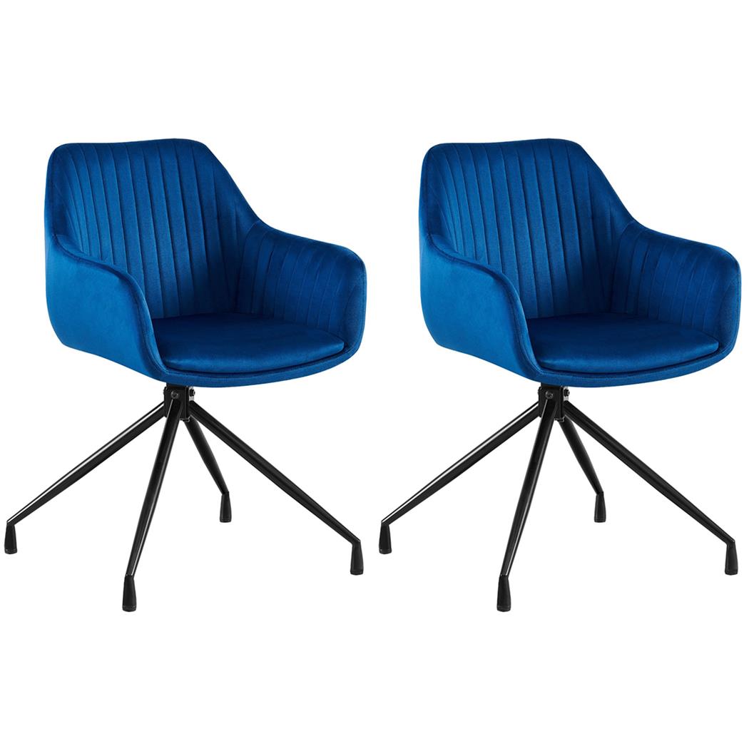 Im 2er Set: Besucherstuhl TANNER, Metallgestell, drehbar, Samtbezug, Farbe Blau