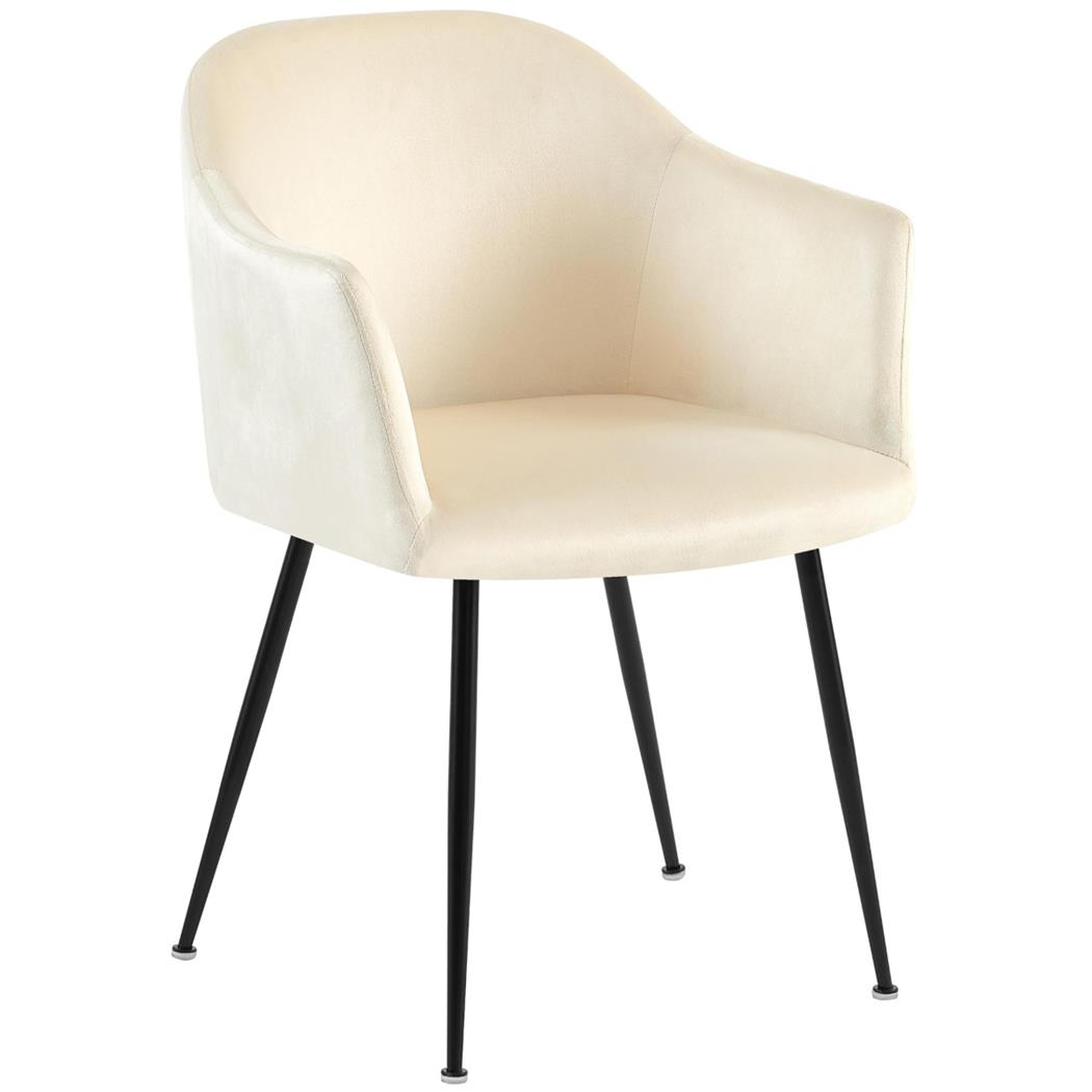 Besucherstuhl VIVIAN, stabil und bequem, schwarzes Metallgestell, Samt, Creme