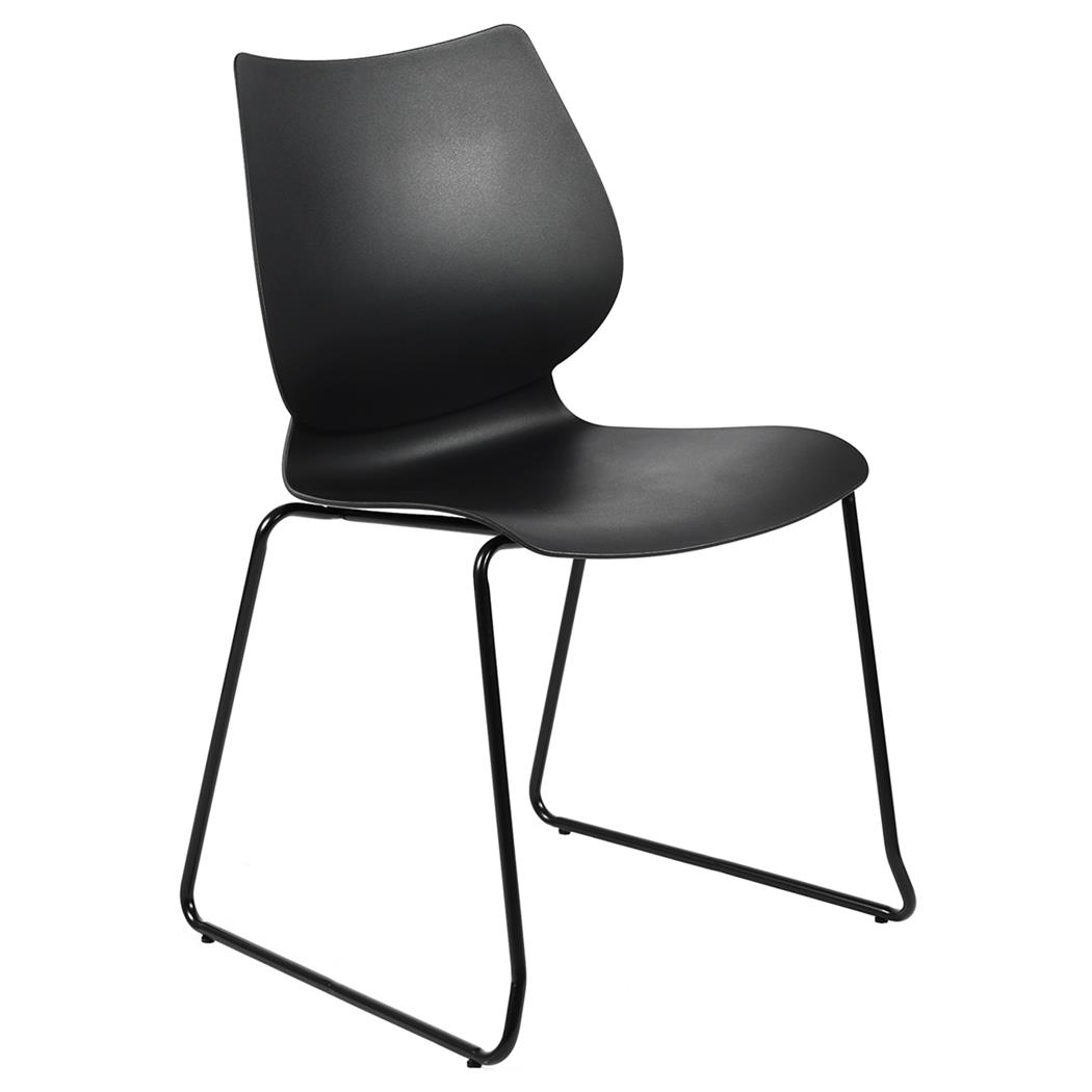 Besucherstuhl MARION, modern und bequem, stapelbar, Kunststoff mit Metallgestell, Farbe Schwarz