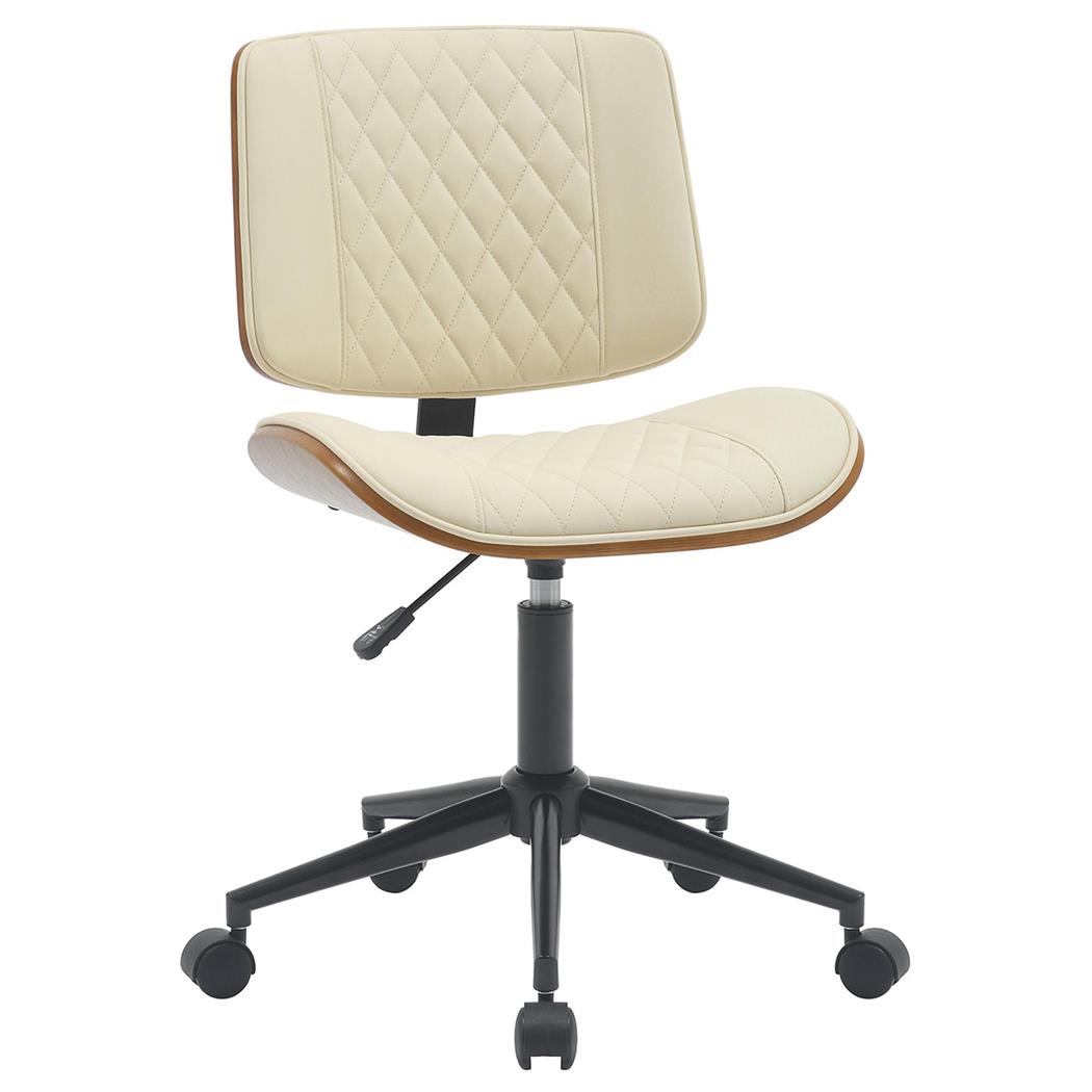 Bürostuhl MARYEN, elegant und designorientiert, aus Nussbaumholz und Kunstleder, Creme