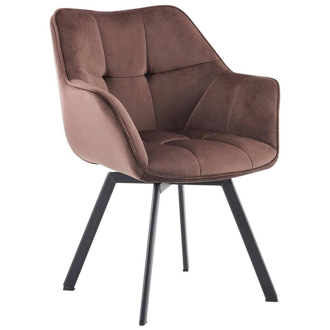 Besucherstuhl SUTTON, drehbar, bequem und modern, Metallgestell, Samtbezug, Farbe Braun