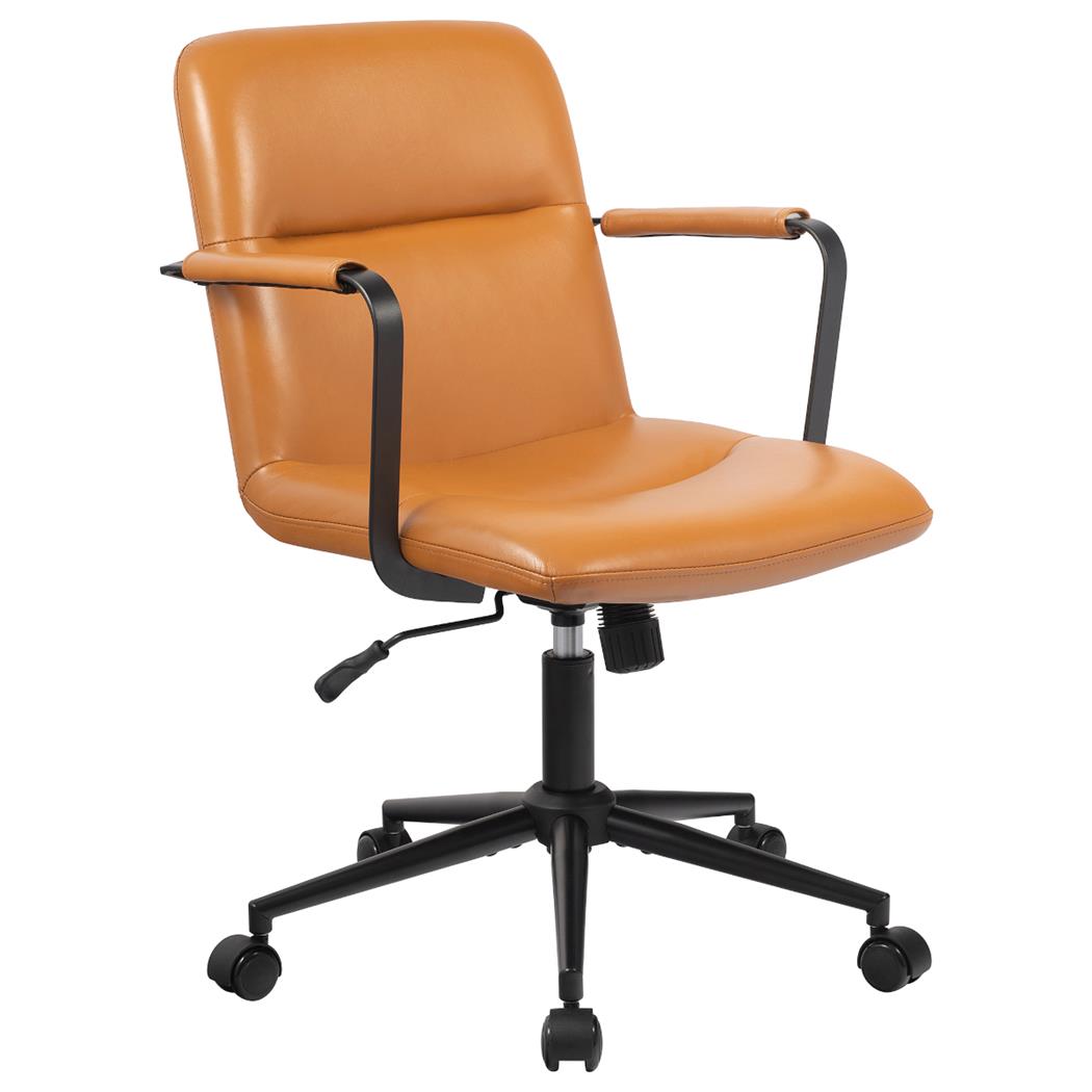 Bürostuhl COBY, elegantes Design, gepolstert und bequem, Echtlederbezug, Farbe Hellbraun