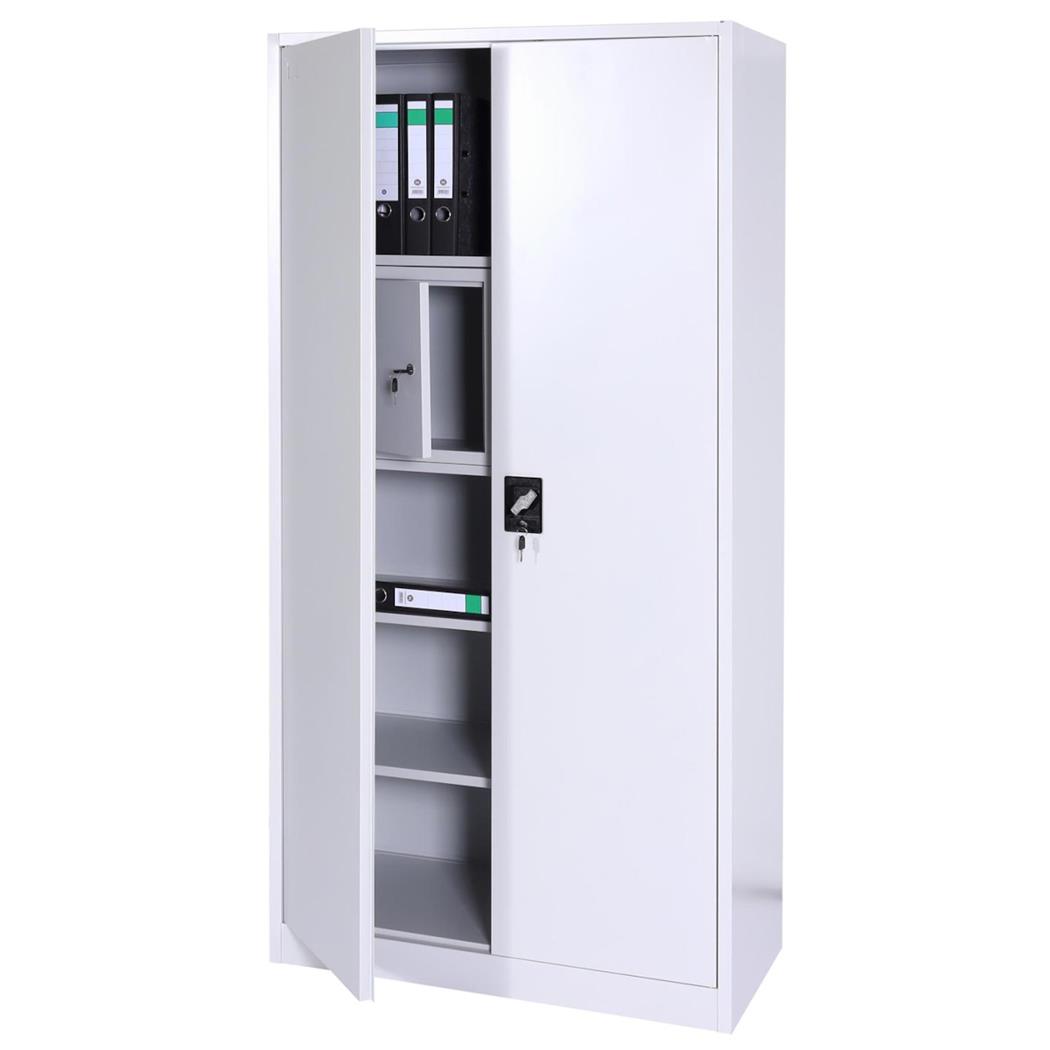 Aktenschrank ISABA, Mehrzweckschrank, mit  Kleiderstange, abschließbar, Metall 185x90x45cm, Farbe grau
