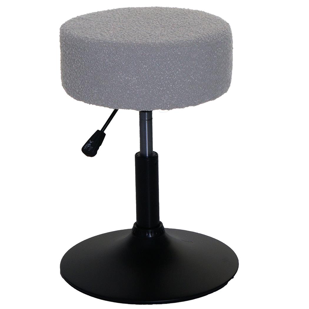 Arbeitshocker BLOOM, 360º drehbar, höhenverstellbar, bequem gepolstert, Bouclé-Stoffbezug, Farbe Hellgrau