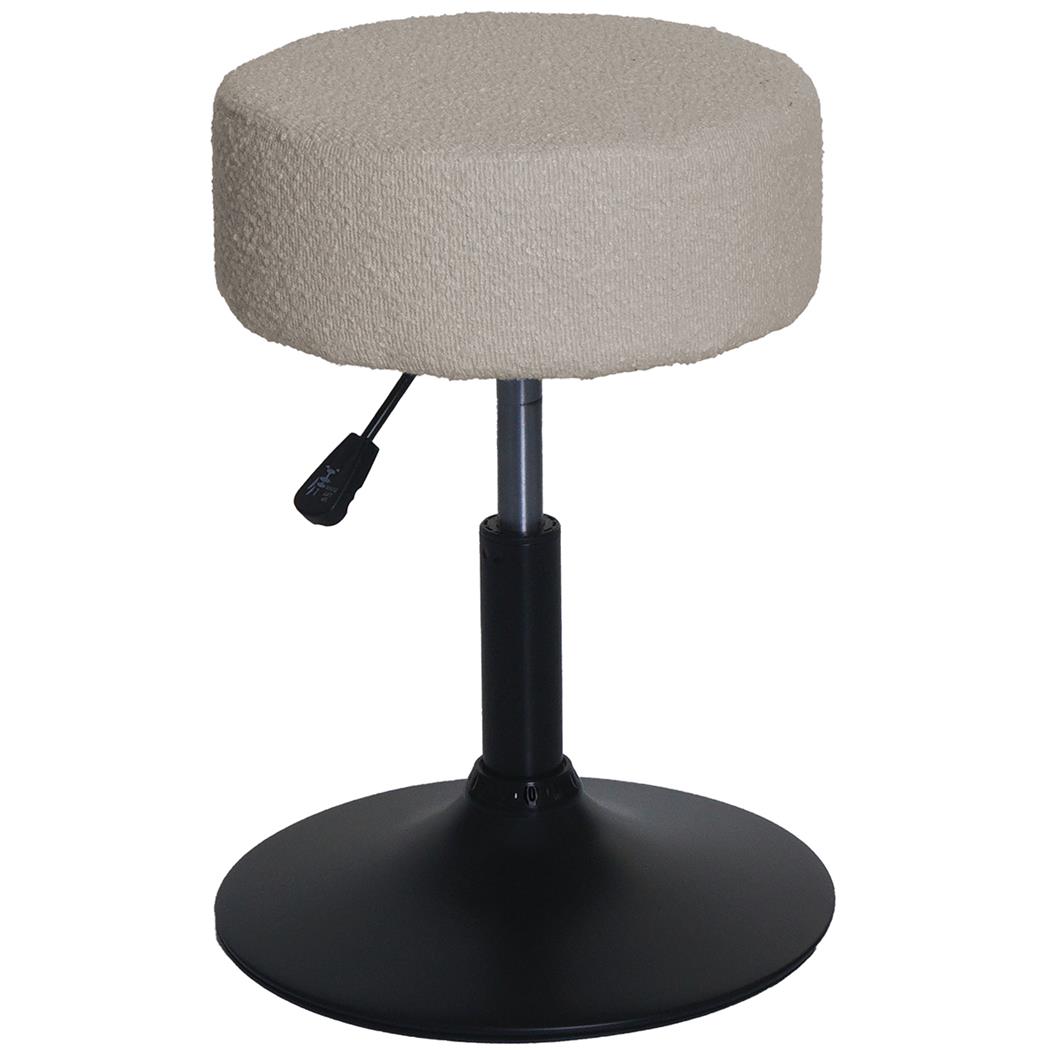 Arbeitshocker BLOOM, 360º drehbar, höhenverstellbar, bequem gepolstert, Bouclé-Stoffbezug, Farbe Beige