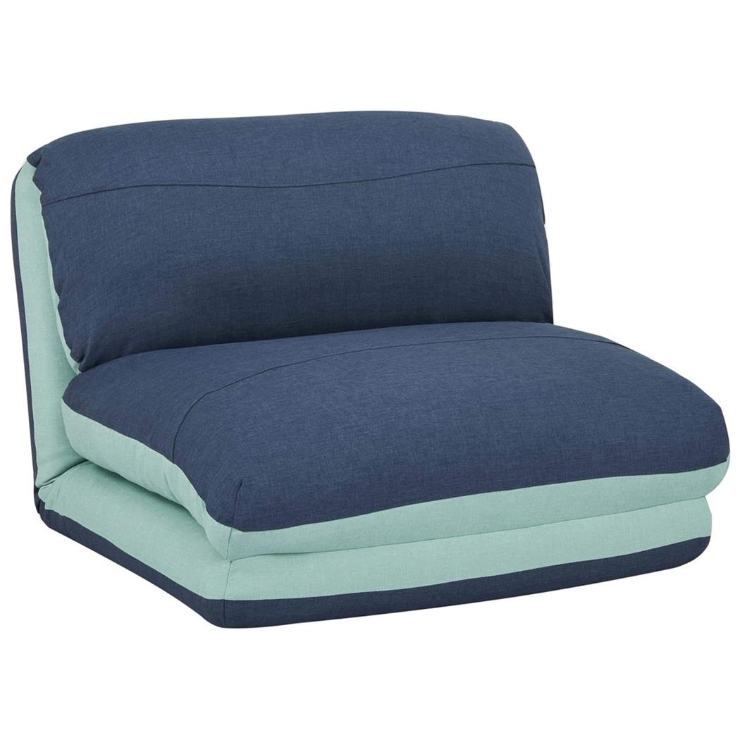 Schlafsessel NANTES, bequem gepolstert, praktisch und komfortabel, Stoffbezug, Farbe Hellblau/ Dunkelblau