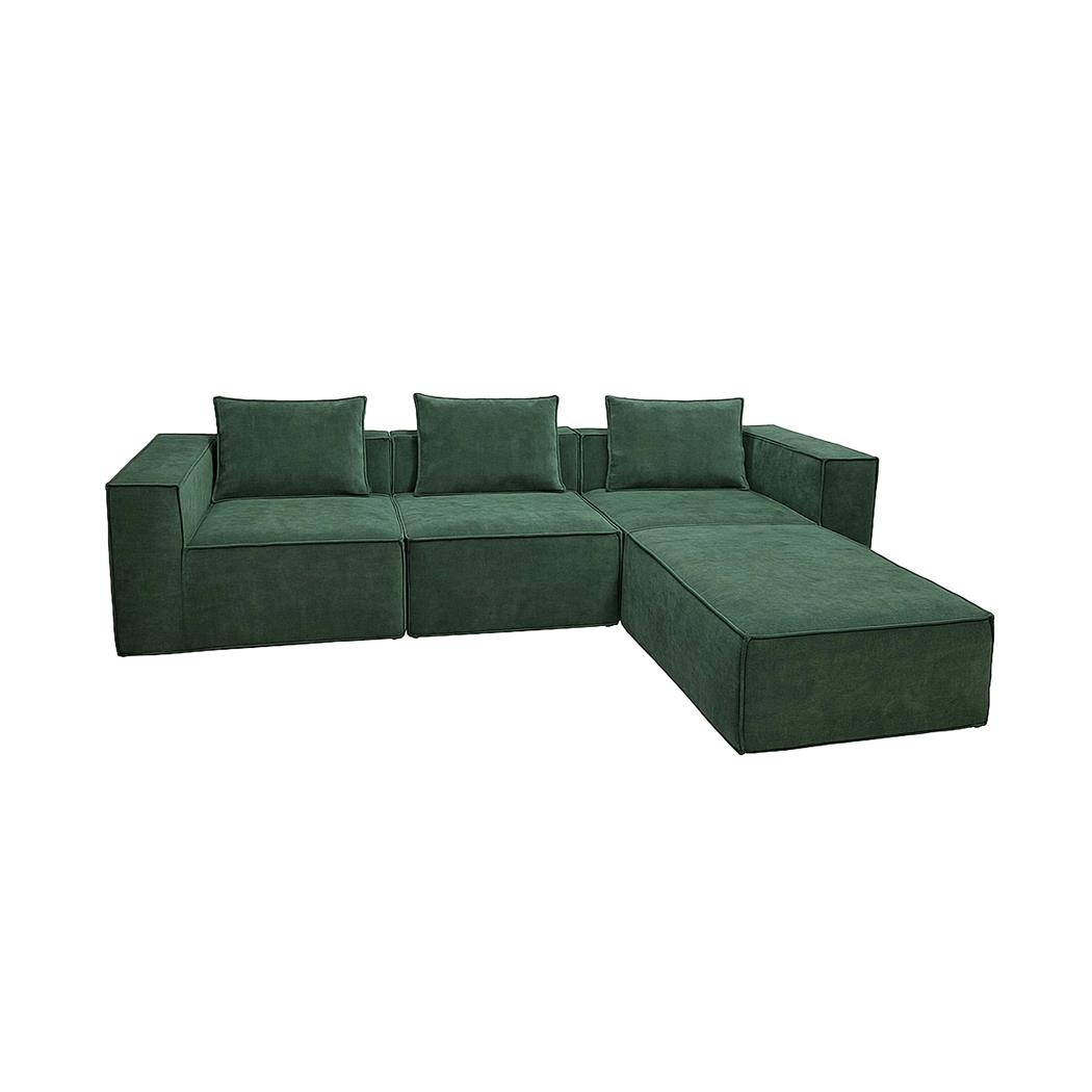 Sofa NANUK, 3-Sitzer, vielseitig und bequem, mit Kissen, Stoff, Grün