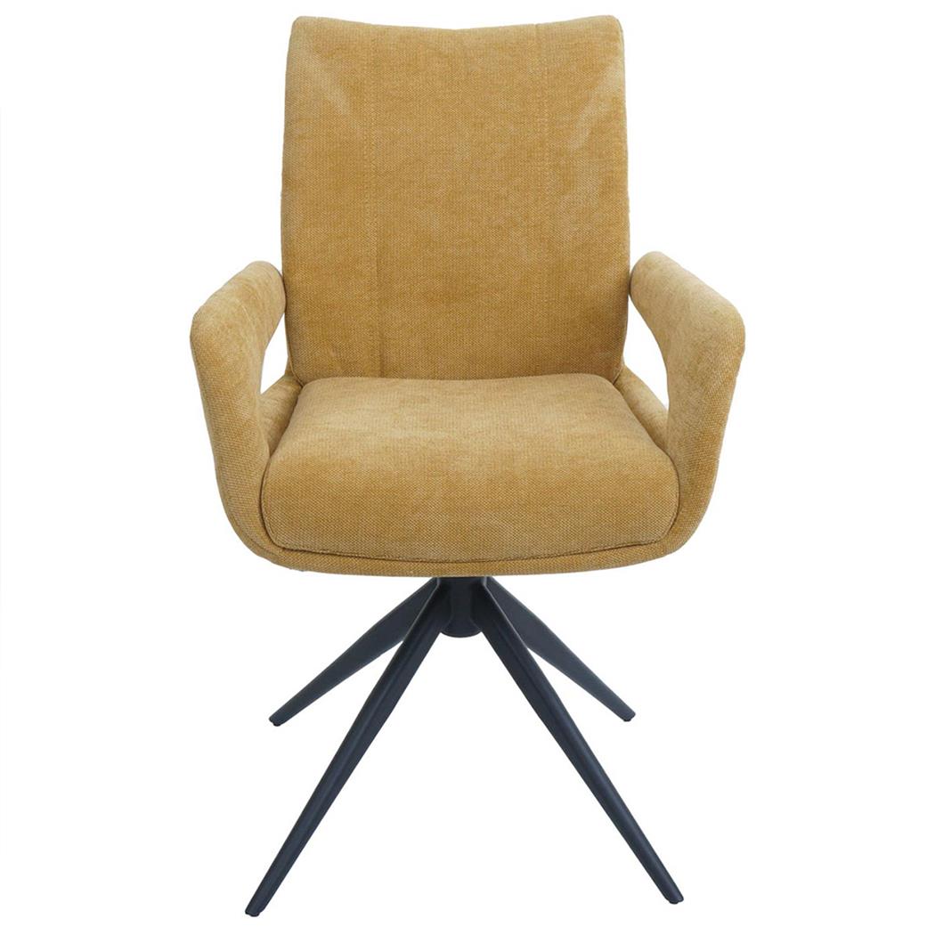 Besucherstuhl LELIA, drehbar, weich gepolstert, stillvolles Design, Stoff, Senfgelb