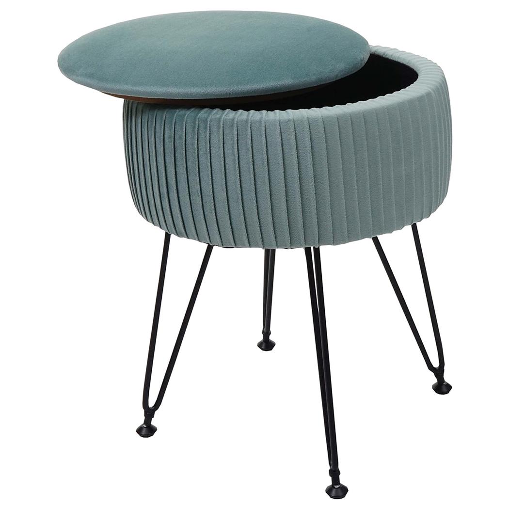 Hocker MIKO, mit Stauraum, vielseitig und praktisch, schwarzes Gestell, Stoffbezug, Grün