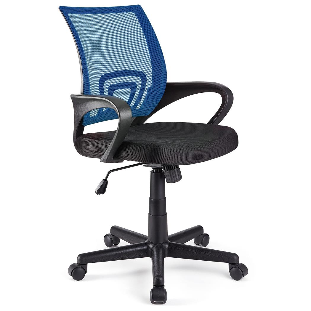 Schreibtischstuhl SEOUL BLACK, schönes Design, große gepolsterte Sitzfläche, Farbe Blau