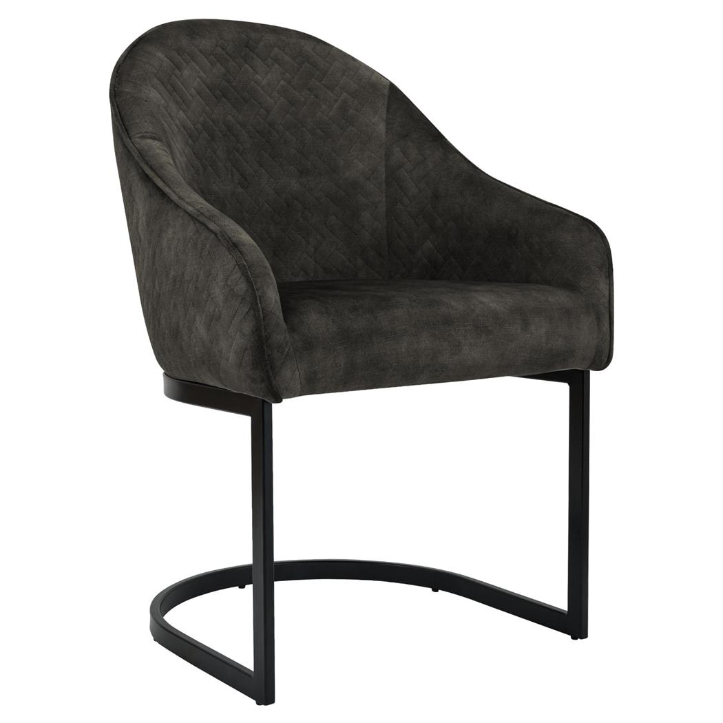 Besucherstuhl TIKA, modernes Design, Metallgestell, Samtbezug, Grau 