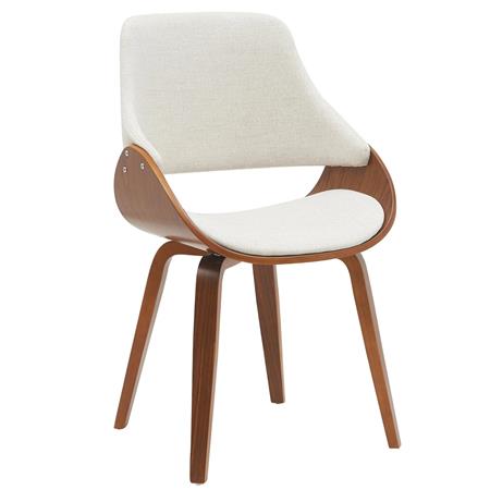 Besucherstuhl NESKA STOFF, modernes Design, Holz mit Stoffbezug, Farbe Walnuss/ Creme