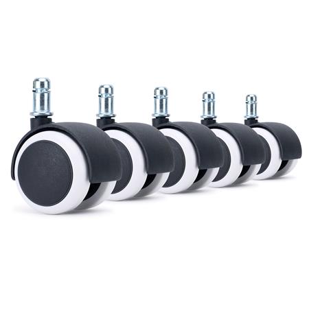 5er Set Rollen CLASS, 11x50mm  für Hartboden, Gummierung abgerundet, Farbe Schwarz/ Weiß