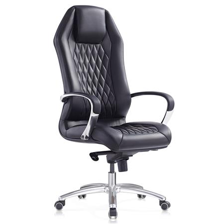 DEMO# Chefsessel BATURA, schönes Design, Naturleder, Farbe Schwarz