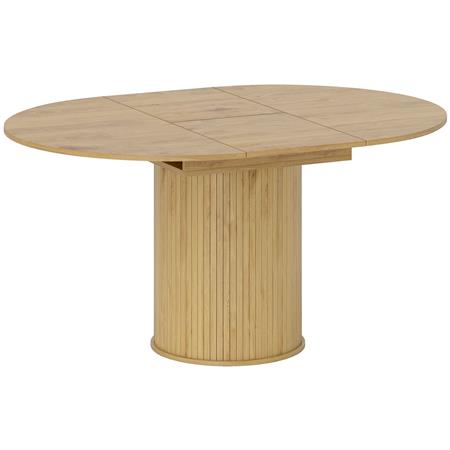 Konferenztisch LUANDA, 150/110x110x75cm, runder Ausziehtisch mit Einlegeplatten, MDF-Holz, Farbe Natur