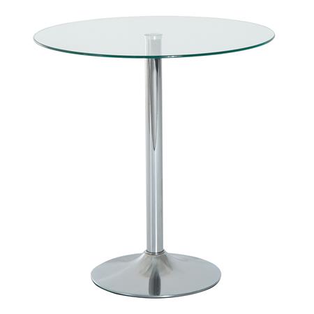 Konferenztisch OBA, Maße Ø70x74,5cm, eleganter runder Glastisch mit silbernem Metallfuß