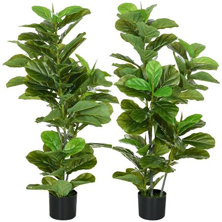 2er-Set Büropflanzen LUSH, Höhe 110 cm, künstliche Ficus inklusive Topf