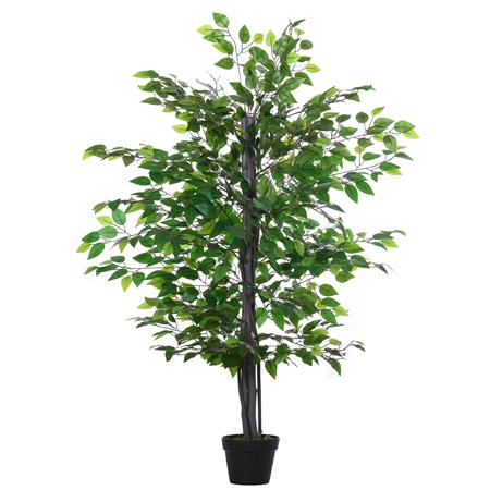 Büropflanze BLOOM, künstlicher Ficus, Höhe 145cm, mit üppiger Krone, in schwarzem Blumentopf