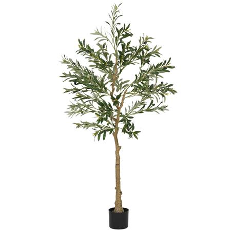 Büropflanze FOLI, Höhe 150cm, künstlicher Olivenbaum in schwarzem Topf