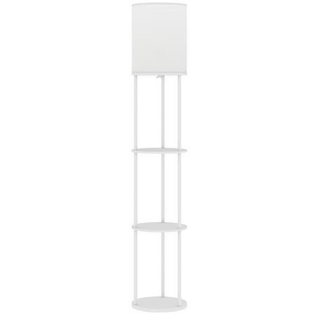 Büroleuchte ORBE, Stehlampe mit Ablagefächern, Höhe 158cm, Farbe Weiß