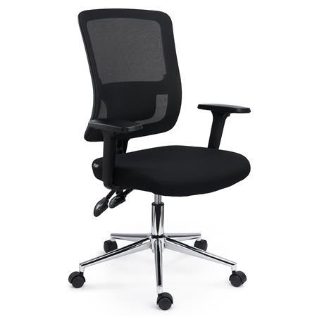 Ergonomischer Bürostuhl MISTIC, exklusives Design, gepolsterte Lordosenstütze, Metallfußkreuz , Farbe Schwarz