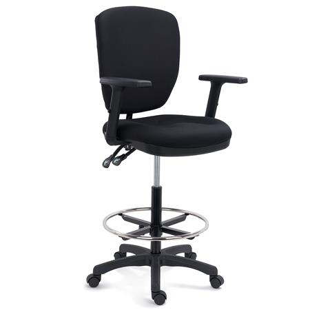 Ergonomischer Bürohocker TRADE, Wippmechanismus, höhenverstellbarer Rückenlehne, Stoff, Farbe Schwarz