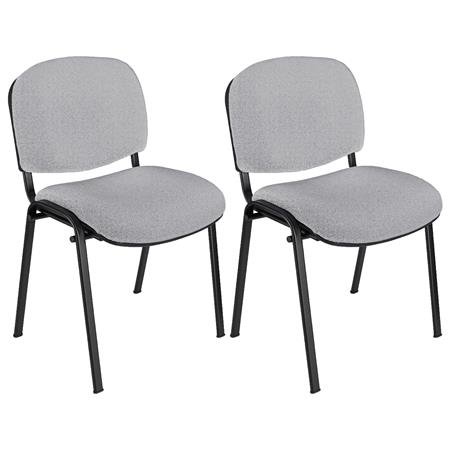 2er Set Konferenzstuhl MOBY STOFF, schwarzes Gestell, bequem und praktisch, stapelbar, Farbe Grau