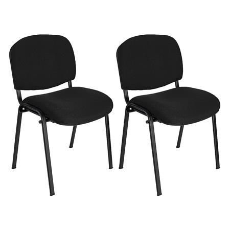 2er Set Konferenzstuhl MOBY STOFF, schwarzes Gestell, bequem und praktisch, stapelbar, Farbe Schwarz