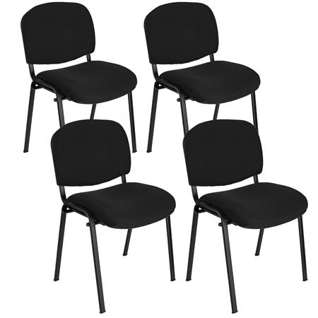 4er Set Konferenzstuhl MOBY STOFF, schwarzes Gestell, bequem und praktisch, stapelbar, Farbe Schwarz