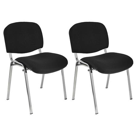 2er Set Konferenzstuhl MOBY STOFF, verchromtes Gestell, bequem und praktisch, stapelbar, Farbe Schwarz