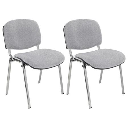 2er Set Konferenzstuhl MOBY STOFF, verchromtes Gestell, bequem und praktisch, stapelbar, Farbe Grau