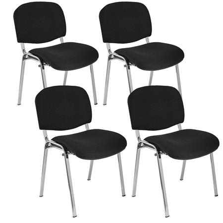 4er Set Konferenzstuhl MOBY STOFF, verchromtes Gestell, bequem und praktisch, stapelbar, Farbe Schwarz